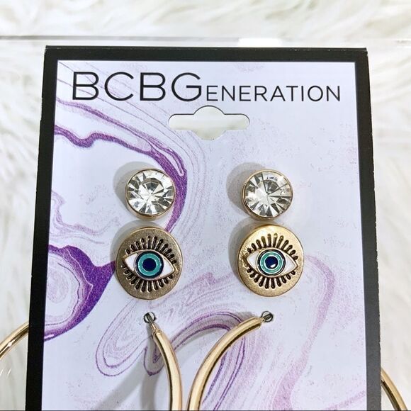 BCBGeneration multiple set earrings evil eye gold tone - Picture 2 of 4
